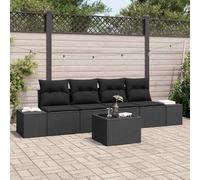 Qnhdfrt Set di divani da giardino in rattan sintetico nero con cuscino, design modulare per balcone, terrazza e giardino, resistente alle intemperie e confortevole