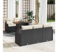 Qnhdfrt Set di divani da giardino per esterni, 4 posti, colore nero, design moderno, in rattan naturale, resistente alle intemperie, per terrazza, balcone e giardino d'inverno