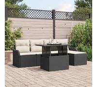 Qnhdfrt Set di divani da giardino per esterni, 5 pezzi, in polyrattan nero, design modulare con cuscino per giardino, balcone e giardino d'inverno