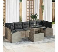 Qnhdfrt Set di divani da giardino per esterni, grigio chiaro, in rattan naturale, design moderno, sistema modulare con cuscino per terrazza, balcone, giardino