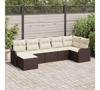 Qnhdfrt Set di divani sezionali per esterni, in polyrattan, con cuscino color crema, per 6 persone, design modulare, robusto materiale resistente alle intemperie, mobili da giardino