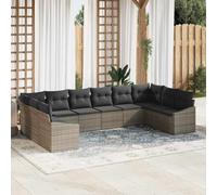 Qnhdfrt Set di divani sezionali per esterni in polyrattan grigio con cuscino per 6 persone, design modulare, resistente alle intemperie e facile da pulire per giardino e terrazza