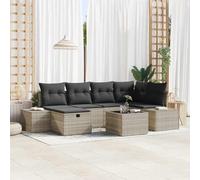 Qnhdfrt Set di divani sezionali per esterni in rattan sintetico grigio con vano portaoggetti, resistente alle intemperie e modulare