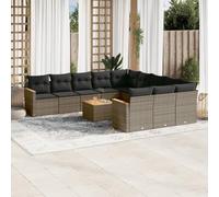 Qnhdfrt Set di divano da giardino, 12 pezzi, in rattan sintetico, con cuscino e tavolo, design modulare, per terrazza, giardino e balcone