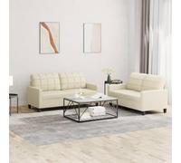 Qnhdfrt Set di due pezzi per divano in similpelle color crema con cuscino, divano a 2 posti, piccolo e grande, design moderno per soggiorno