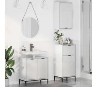 Qnhdfrt Set di mobili da bagno, 3 pezzi, bianco lucido, 39,5 x 36 x 88 cm, armadietto medicinale con mobiletto per lavabo e 7 ripiani, spazio per piccoli bagni