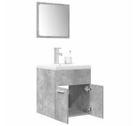 Qnhdfrt Set di mobili da bagno, 3 pezzi, grigio cemento, con lavandino, 41 x 38,5 x 46 cm, in legno con specchio e rubinetto, design moderno, per piccoli bagni, WC e ospiti