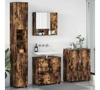 Qnhdfrt Set di mobili da bagno, 4 pezzi, per affumicatura, 61 x 35 x 64 cm, design moderno con ampio spazio di archiviazione, armadietto per medicina e bagno, sottile, per piccoli bagni e ospiti