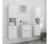 Qnhdfrt Set di mobili da bagno bianco con mobile alto e mobiletto lavabo in legno e acrilico Design moderno con piscina in ceramica e specchio 40 x 37 cm per bagno e WC ospiti