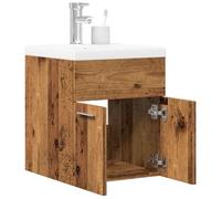 Qnhdfrt Set di mobili da bagno con lavandino, effetto legno anticato, 41 cm, piccolo, sottile, robusto, in legno per bagno, WC, bagno e bagno