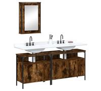 Qnhdfrt Set di mobili da bagno con specchio, 42 x 12 x 60 cm e 2 sottolavelli 80/60 x 30 x 60 cm, materiale in legno resistente all'umidità, molto spazio per il bagno