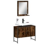 Qnhdfrt Set di mobili da bagno con specchio e ripiano, in legno e acciaio, 80 x 33 x 60 cm + 50 x 12 x 60 cm, design elegante con spazio per il bagno