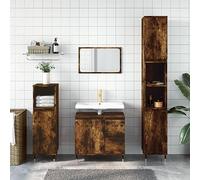 Qnhdfrt Set di mobili da bagno in affumicatura - Set completo con armadio alto 190 cm, armadietto basso 100 cm e mobiletto lavabo per spazio moderno e stabilità in bagno