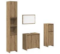 Qnhdfrt Set di mobili da bagno in legno di quercia Artisan, 60 x 33 x 60 cm, con specchio e armadi da bagno, design moderno, robusto e durevole per piccoli bagni e WC degli ospiti