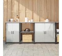 Qnhdfrt Set di mobili da cucina in metallo con scaffale, argento, 210 x 50 x 92 cm, 3 pezzi, sistema di archiviazione industriale per cucina, garage, dispensa