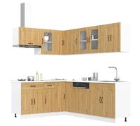 Qnhdfrt Set di mobili da cucina Kalmar Artisan, in legno di quercia con ampio spazio e piedini regolabili per cucine moderne