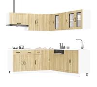 Qnhdfrt Set di mobili da cucina Lucca Sonoma in legno di rovere e vetro con ampio spazio per il vostro angolo cottura