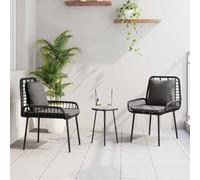 Qnhdfrt Set di mobili da giardino 3 TLG nero antracite design moderno in acciaio e polyrattan, 35 x 35 x 45 cm, robusto e durevole, per terrazza, balcone, giardino