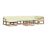 Qnhdfrt Set di mobili da giardino da 22 pezzi, in legno di acacia massiccio, divano angolare con tavolo e cuscini, design moderno, mobili da giardino per terrazza e balcone, naturale/crema