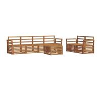 Qnhdfrt Set di mobili da giardino in legno massello di acacia, 7 pezzi, per terrazza e giardino, set lounge modulare con tavolo e poltrone, effetto legno naturale