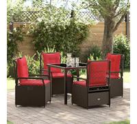Qnhdfrt Set di mobili da giardino in rattan sintetico, 5 pezzi, colore marrone, con 4 sedie e 48 cm di larghezza della seduta, per terrazze e piccoli balconi, fino a 515 kg