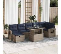 Qnhdfrt Set di mobili da giardino in rattan sintetico, per esterni, con cuscino, spazio di archiviazione e ripiano per terrazza, balcone, giardino