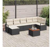 Qnhdfrt Set di mobili da giardino nero bianco 5 posti Outdoor Lounge con tavolo e pouf in polyrattan e legno di acacia, design moderno per terrazze, balconi e giardini