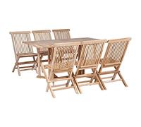 Qnhdfrt Set di mobili da giardino pieghevole da 7 pezzi in teak massiccio, con 1 tavolo da pranzo e 6 sedie per balcone, terrazza e interni