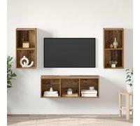 Qnhdfrt Set di mobili per TV, 3 pezzi, in legno vecchio, 37 x 37 x 107 cm, in legno, design moderno, con molto spazio per il soggiorno