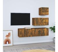 Qnhdfrt Set di mobili per TV, in legno di affumicatura, montaggio a parete, con vano portaoggetti per soggiorno