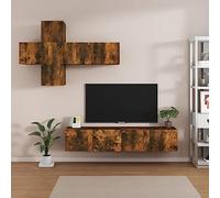Qnhdfrt Set di mobili per TV, in legno per affumicatura, montaggio a parete, con spazio per soggiorno, design classico e materiale robusto