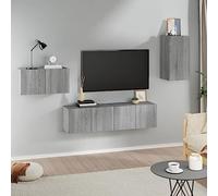 Qnhdfrt Set di mobili per TV Sonoma grigio in legno con montaggio a parete e spazio per soggiorno, 3 x 60 x 30 x 30 x 30 cm e 1 x 30,5 x 30 x 60 cm