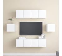 Qnhdfrt Set di mobili sospesi per TV in legno da 6 pezzi, con 4 x 60 x 30 x 30 cm e 2 x 30,5 x 30 x 30 cm, molto spazio per il soggiorno