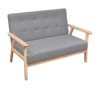 Qnhdfrt Set Divani 2 Pezzi con Poltrona e Divano in Tessuto Grigio Chiaro | Salotto completo dal design retrò composto da poltrona e divanetto con stabile struttura in legno per studio o soggiorno.