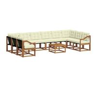 Qnhdfrt Set Divani da Esterno 11 Pezzi in Legno di Acacia con Cuscini | Salotto modulare con tavolo e cuscini imbottiti per arredare il tuo giardino o la terrazza con stile e massimo comfort.
