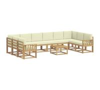 Qnhdfrt Set Divani da Esterno 11 Pezzi in Legno di Acacia per Giardino | Salotto modulare composto da tavolo e sedute con morbidi cuscini sfoderabili per terrazzo e bordo piscina.