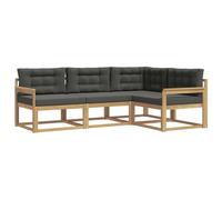 Qnhdfrt Set Divani da Esterno 4 Moduli in Legno di Acacia con Cuscini | Salotto modulare da giardino e patio in solida acacia marrone con cuscini per seduta e schienale sfoderabili.
