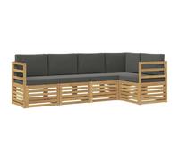 Qnhdfrt Set Divani da Esterno 5 Posti in Legno Massello di Acacia | Salotto modulare componibile per giardino e terrazza, completo di morbidi cuscini e raffinata struttura in legno.
