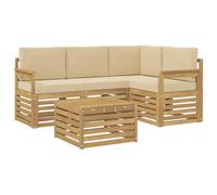 Qnhdfrt Set Divani da Esterno 5 pz in Legno Massello di Acacia Beige