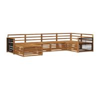 Qnhdfrt Set Divani da Esterno 6 Pezzi in Legno Massello di Acacia | Salotto modulare a doghe con pouf per giardino e terrazza, finitura verniciata con seduta comoda e struttura solida