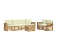 Qnhdfrt Set Divani da Esterno 7 Pezzi in Legno di Acacia Giardino | Salotto modulare completo con cuscini morbidi per giardino e terrazza, design in acacia resistente e raffinato.