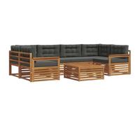 Qnhdfrt Set Divani da Esterno 7 Pezzi Legno Acacia con Cuscini | Salotto modulare in legno di acacia per relax e incontri all'aperto in giardino, terrazza o cortile con ampie sedute.