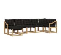 Qnhdfrt Set Divani da Esterno 7 Pezzi Legno Massello di Acacia Bianco Nero | Salotto modulare composto da sette elementi per giardino, patio e piscina con schienale in textilene e morbidi cuscini.