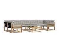 Qnhdfrt Set Divani da Esterno 8 Pezzi in Legno di Acacia e Textilene | Salotto modulare flessibile per giardino e terrazza, dotato di struttura resistente in legno e cuscini sfoderabili.