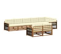 Qnhdfrt Set Divani da Esterno 8 Pz in Legno di Acacia con Cuscini | Salotto modulare per giardino e terrazza con cuscini sfoderabili e struttura in acacia per il relax all'aperto.