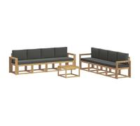 Qnhdfrt Set Divani da Esterno 9 pz Legno di Acacia Bianco Antracite | Salotto modulare da 8 posti con struttura a listelli per giardino e terrazza, completo di tavolino e morbidi cuscini.