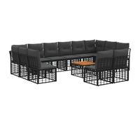 Qnhdfrt Set Divani da Esterno Modulare 13 Pezzi in Polyrattan Nero | Arredo modulare con tavolo e cuscini sfoderabili, idoneo per momenti di relax in giardino, patio o terrazza.