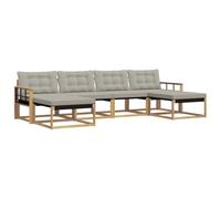 Qnhdfrt Set Divani da Esterno Modulare 6 Posti Legno Acacia Textilene