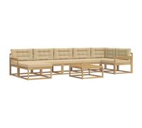 Qnhdfrt Set Divani da Esterno Modulare 8 Pezzi in Legno di Acacia | Salotto da giardino a 7 posti con struttura a doghe traspirante, completo di cuscini imbottiti per patio e piscine.