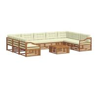 Qnhdfrt Set Divani da Giardino 10 Pezzi in Legno di Acacia con Cuscini | Ideale per giardino e terrazza, questo salotto modulare offre comfort e grande versatilità per i tuoi momenti all'aperto.